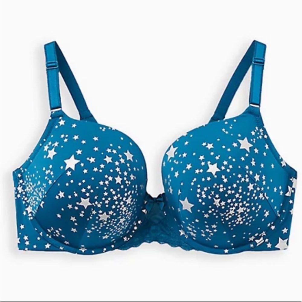 TORRID Curve Tee.Shirt Push Up Underwire Starry Night Blue Women's Bra Sz 48C